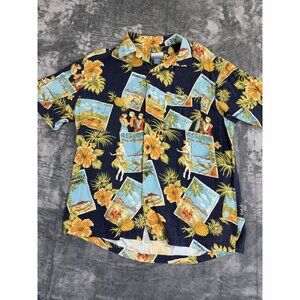 Breakwater Honolulu Aloha Shirt Vintage Hawaiian Print Navy L